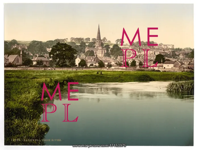 : Bakewell, from river, Derbyshire, England : Bakewell, from river, Derbyshire, England