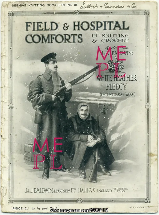 : Baldwin's knitting leaflet, WW1, winter at the front : Baldwin's knitting leaflet, WW1, winter at the front