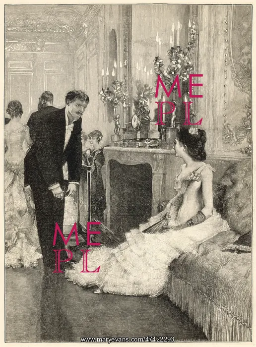 : At a Ball. A seated lady is asked to dance by a gentleman : At a Ball. A seated lady is asked to dance by a gentleman