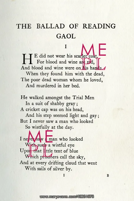  : The Ballad of Reading Gaol by Oscar Wilde first verse