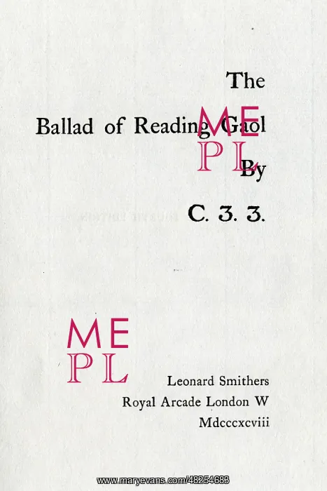  : The Ballad of Reading Gaol by Oscar Wilde title page