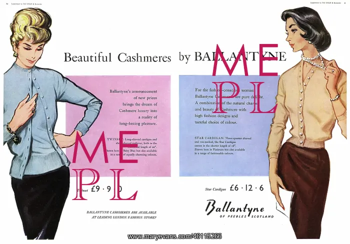 : Ballantyne cashmere advertisement, 1959 : Ballantyne cashmere advertisement, 1959