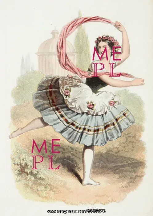  : Ballerina. A ballerina dancing amid classical scenery