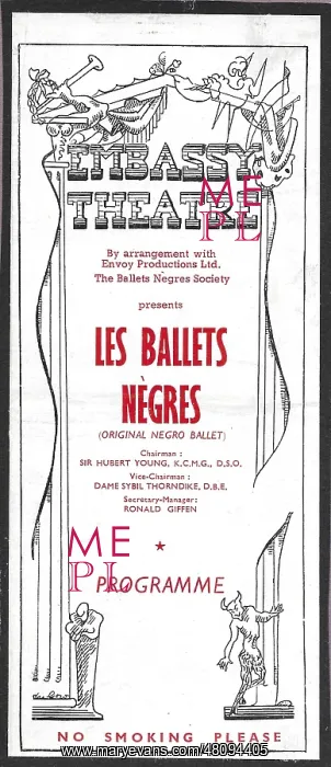 : Ballets Negres (flyer for Embassy Theatre) : Ballets Negres (flyer for Embassy Theatre)