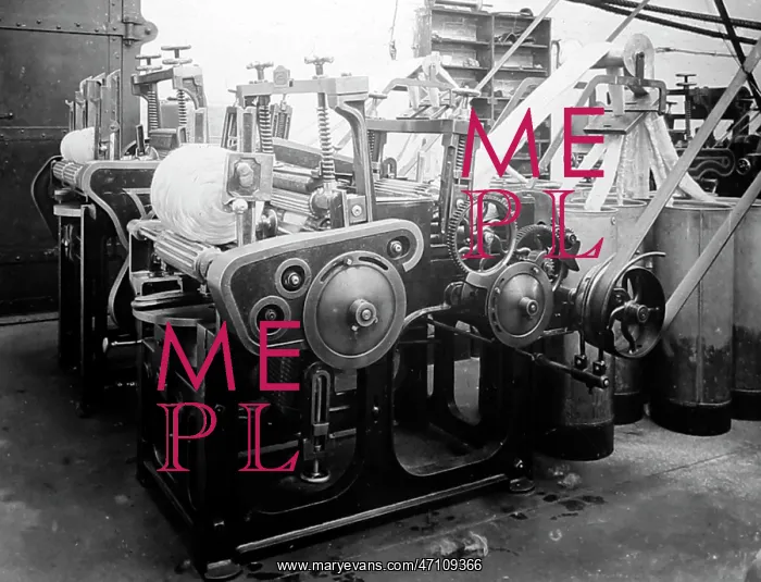 : Balling machine in a woollen mill in Bradford : Balling machine in a woollen mill in Bradford