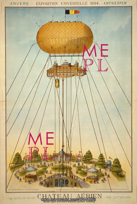 : Balloon at 1894 World Fair in Antwerp : Balloon at 1894 World Fair in Antwerp