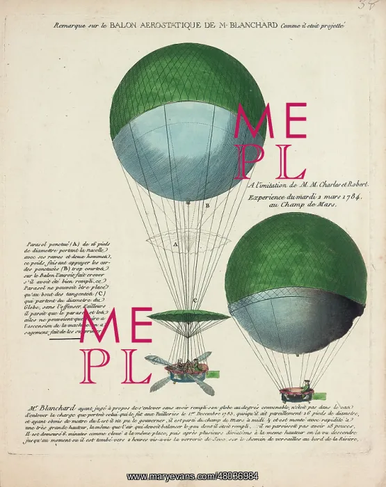: Balloon ascent by Blanchard, Champ de Mars, Paris : Balloon ascent by Blanchard, Champ de Mars, Paris