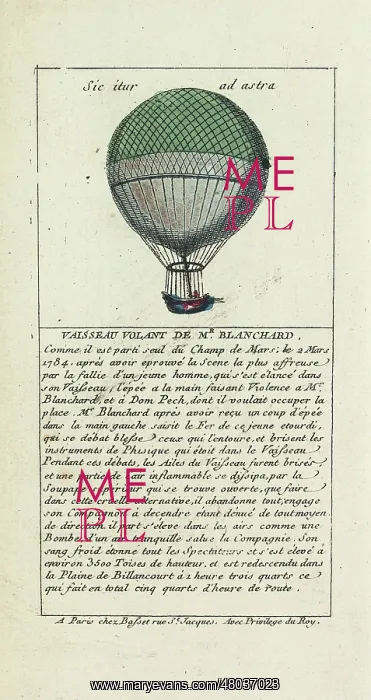 : Balloon ascent by Blanchard, Champ de Mars, Paris : Balloon ascent by Blanchard, Champ de Mars, Paris