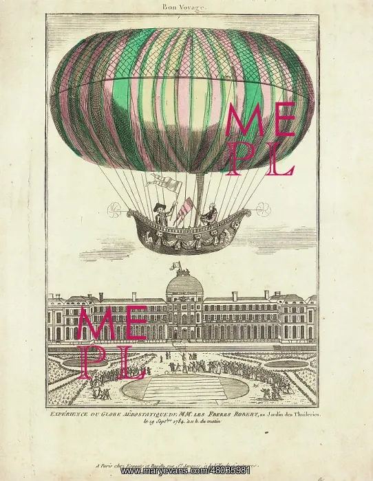 : Balloon ascent from Tuileries Gardens, Paris : Balloon ascent from Tuileries Gardens, Paris