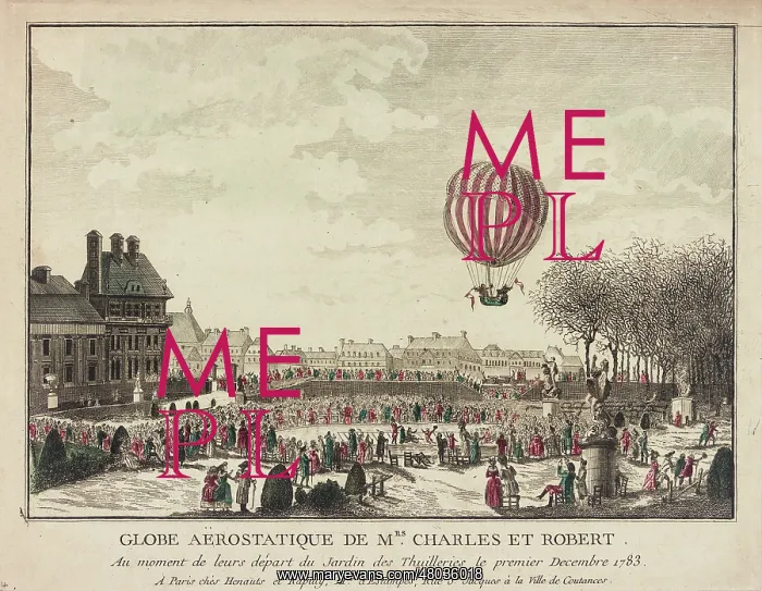 : Balloon ascent from Tuileries Gardens, Paris : Balloon ascent from Tuileries Gardens, Paris