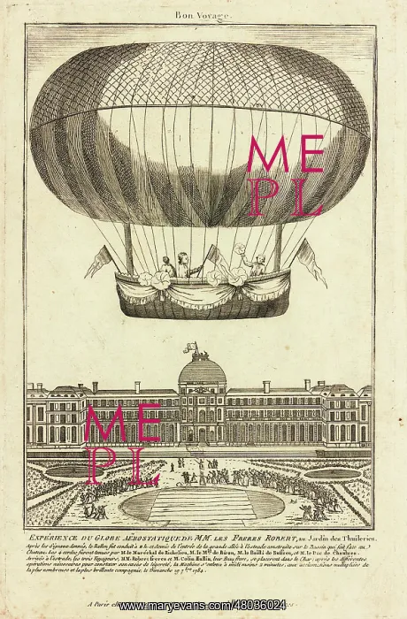 : Balloon ascent from Tuileries Gardens, Paris : Balloon ascent from Tuileries Gardens, Paris