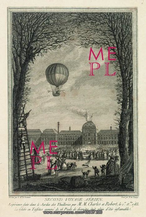 : Balloon ascent from Tuileries Gardens, Paris : Balloon ascent from Tuileries Gardens, Paris
