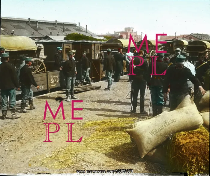 : A balloon battalion is loading a wagon : A balloon battalion is loading a wagon