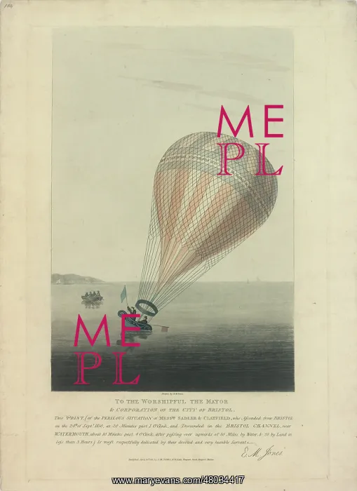 : Balloon descending into Bristol Channel : Balloon descending into Bristol Channel