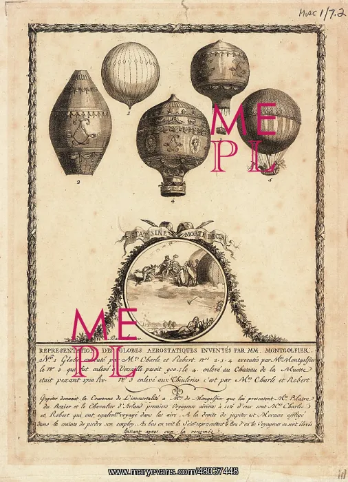 : Balloon designs by Charles & Robert and Montgolfier : Balloon designs by Charles & Robert and Montgolfier