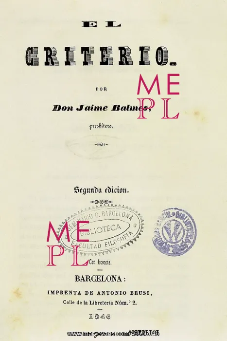 : BALMES, Jaume (1810-1848) : BALMES, Jaume (1810-1848)