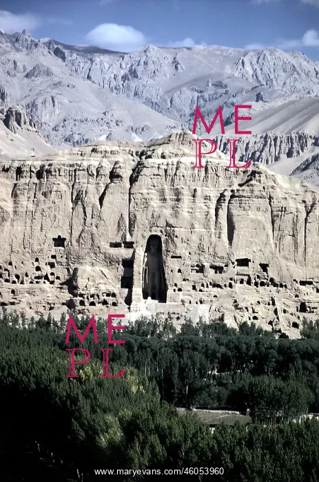 : Bamiyan, rock cloister, overview with little Buddha : Bamiyan, rock cloister, overview with little Buddha