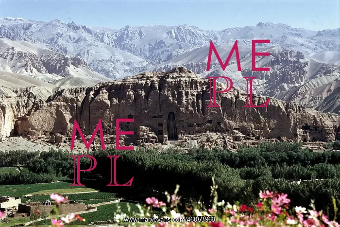 : Bamiyan, rock cloister, overview with little Buddha : Bamiyan, rock cloister, overview with little Buddha