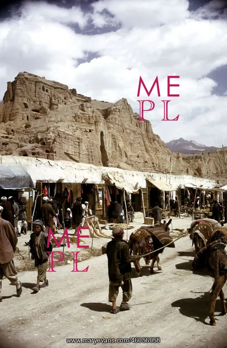 : Bamiyan, bazaar in front of rock cloister, Afghanistan : Bamiyan, bazaar in front of rock cloister, Afghanistan