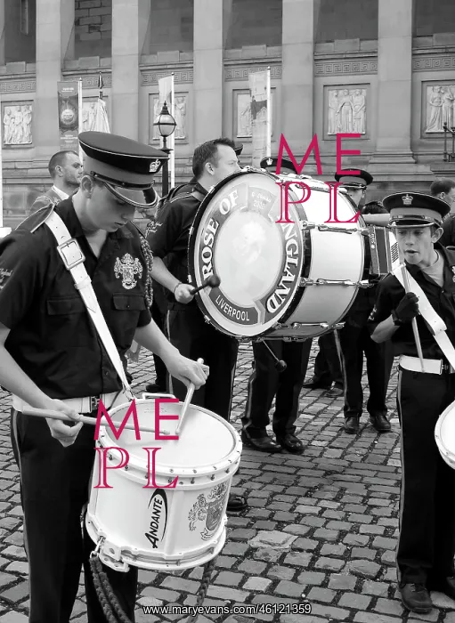 : Band on parade in Liverpool, England : Band on parade in Liverpool, England