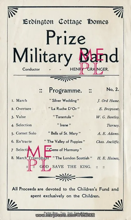 : Band programme - Aston Union Cottage Homes : Band programme - Aston Union Cottage Homes