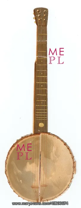 : Banjo on a Victorian New Year scrap : Banjo on a Victorian New Year scrap