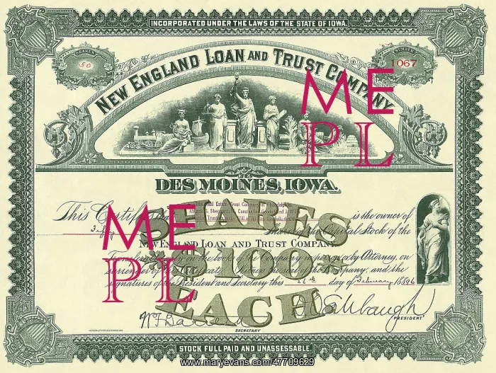  : Bank Stock Certificate