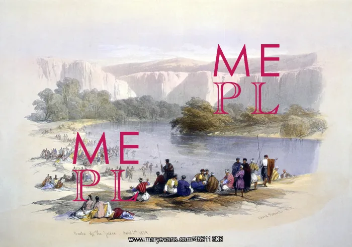 : Banks of the Jordan, 1839, lithograph by ? : Banks of the Jordan, 1839, lithograph by ?