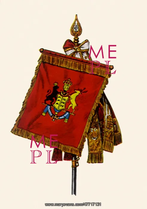 : Banner on Ribboned Pole 1830 : Banner on Ribboned Pole 1830