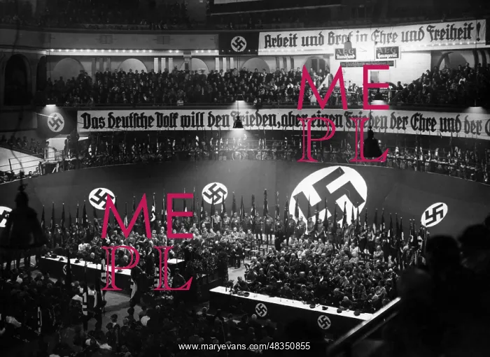 : Banners in the Sportpalast in Berlin, 1933 : Banners in the Sportpalast in Berlin, 1933