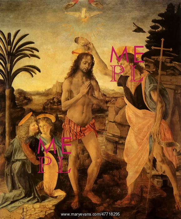 : Baptism of Christ, by Verrocchio and da Vinci : Baptism of Christ, by Verrocchio and da Vinci