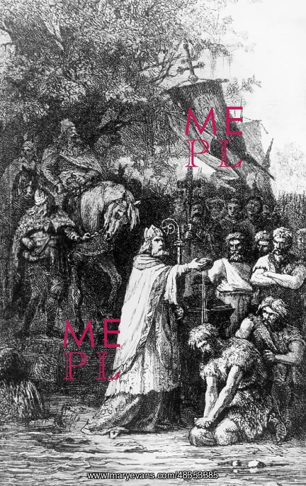 : Baptism and subjugation of the Saxons by Charlemagne, 8th c : Baptism and subjugation of the Saxons by Charlemagne, 8th c