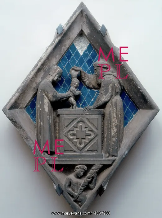 : Baptism, tile by Alberto Arnoldi, Florence : Baptism, tile by Alberto Arnoldi, Florence