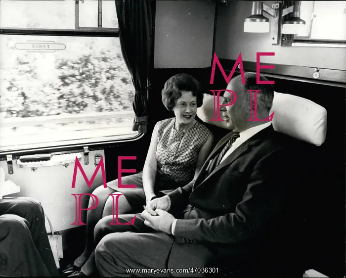 : Barbara Castle and Sir Stanley Raymond on train : Barbara Castle and Sir Stanley Raymond on train