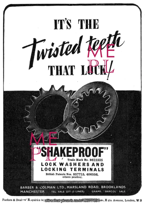 : Barber & Colman Shekeproof Washers : Barber & Colman Shekeproof Washers