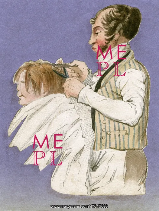: BARBER AT WORK C1840 : BARBER AT WORK C1840