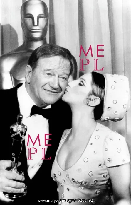 : Barbra Streisand (right), John Wayne (left), ? : Barbra Streisand (right), John Wayne (left), ?