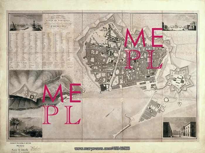 : Barcelona (19th c.). Geometrical map, by Jose : Barcelona (19th c.). Geometrical map, by Jose