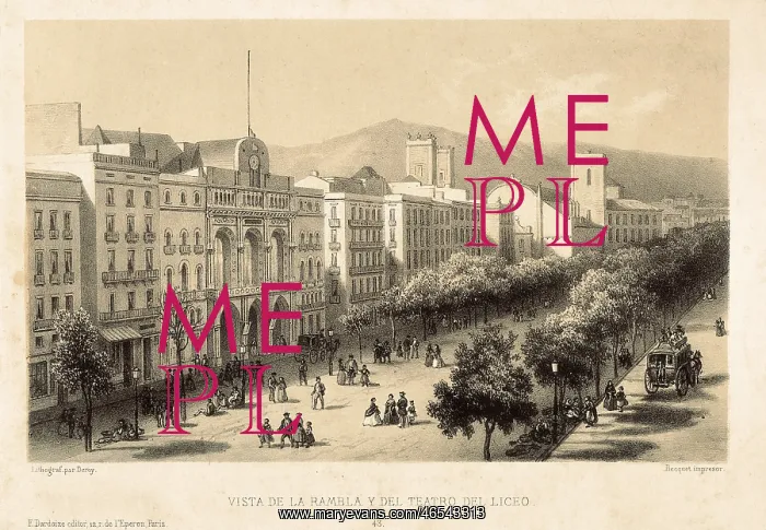 : Barcelona (19th c.). The Rambla and the Teatro : Barcelona (19th c.). The Rambla and the Teatro