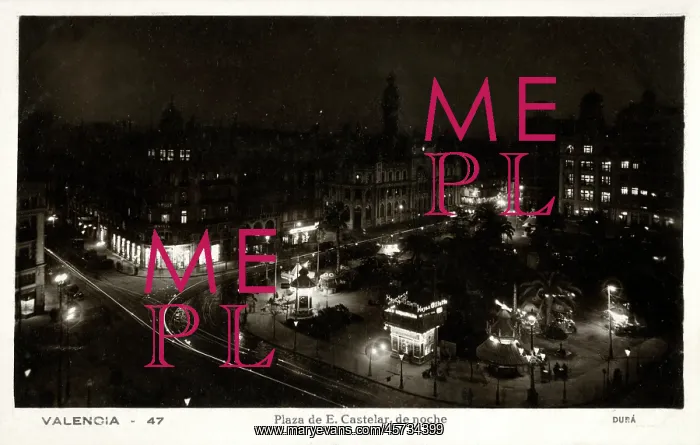 : Barcelona, Spain at night - Plaza de E. Castelar : Barcelona, Spain at night - Plaza de E. Castelar