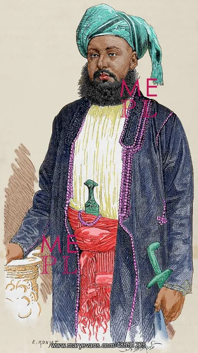 : Bargash bin Said (1837-1888). Colored engraving : Bargash bin Said (1837-1888). Colored engraving