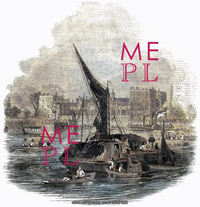 : Barges on the River Thames, 1845 : Barges on the River Thames, 1845