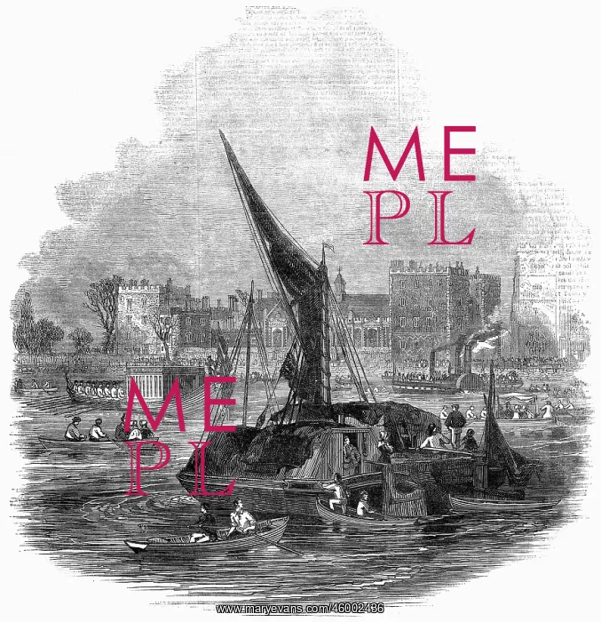 : Barges on the River Thames, 1845 : Barges on the River Thames, 1845