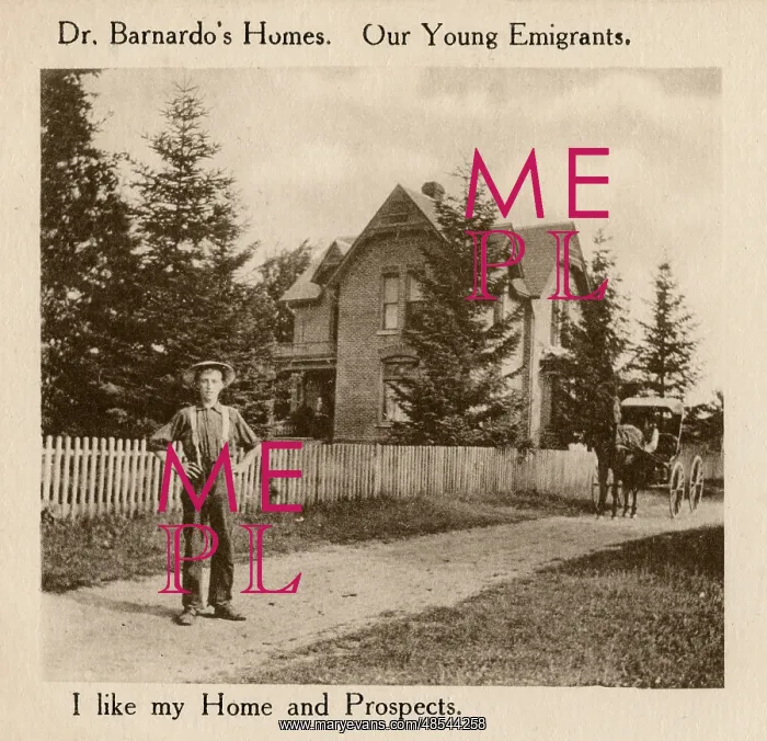: Barnardo's Emigrants in Canada - boy outside home : Barnardo's Emigrants in Canada - boy outside home