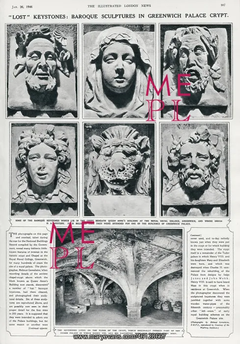 : Baroque Keystones - Crypt beneath Queen Anne's building : Baroque Keystones - Crypt beneath Queen Anne's building