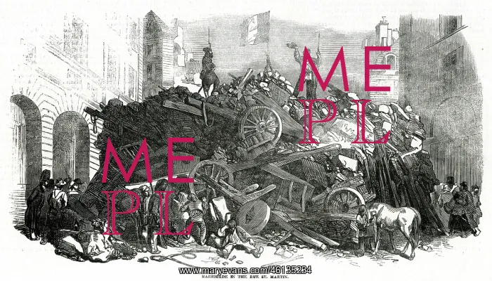 : Barricade in the Rue St Martin 1848 : Barricade in the Rue St Martin 1848