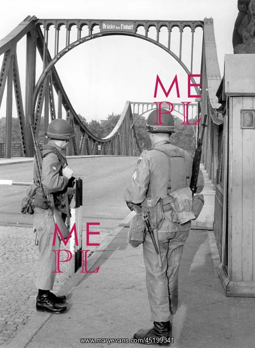 : Barricaded checkpoint at Glienicker Brucke in Berlin : Barricaded checkpoint at Glienicker Brucke in Berlin