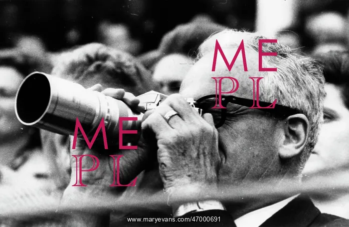 : Barry Goldwater looking through a binocular : Barry Goldwater looking through a binocular