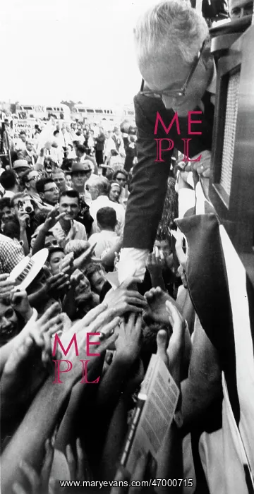 : Barry Goldwater shaking hands out of the window : Barry Goldwater shaking hands out of the window