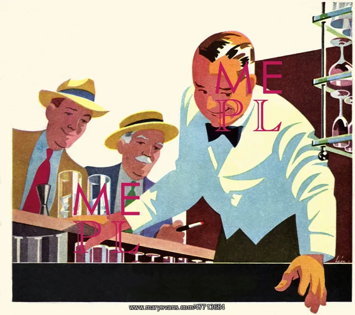 : Bartender and Customers : Bartender and Customers